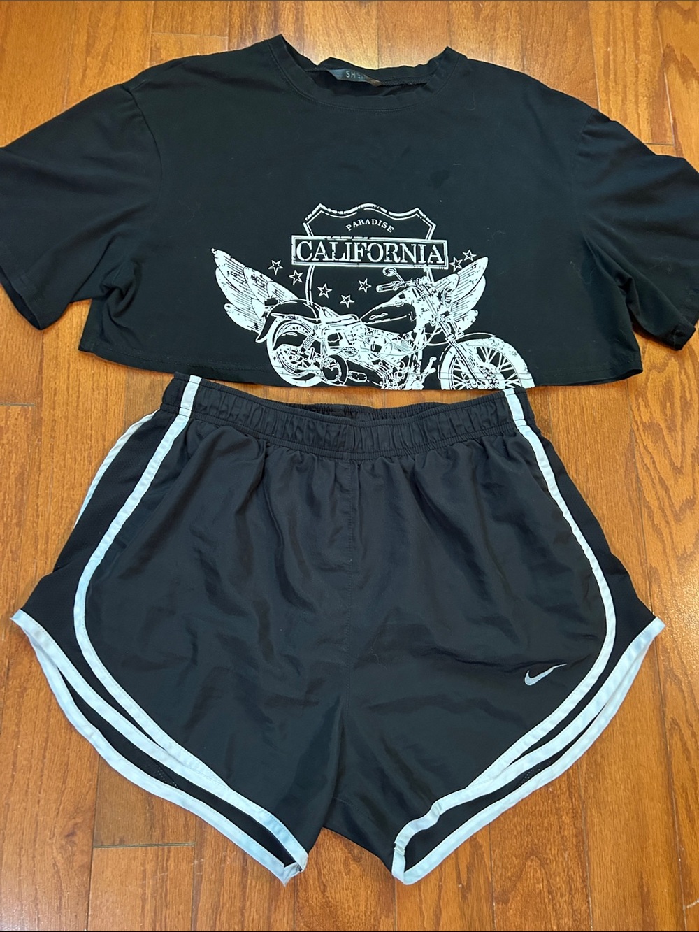 Nike Black Shorts with White Piping